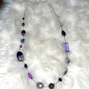 Long Purple toned gem necklace